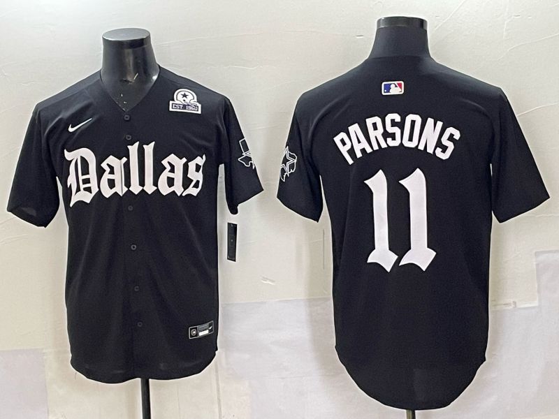 Men 2025 Nike Dallas Cowboys #11 Parsons Black 5th generation Joint Name Limited NFL Jersey 017